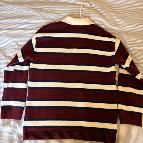 H&M Burgundy and Cream Striped Rugby Sweater - Picture 6 of 6